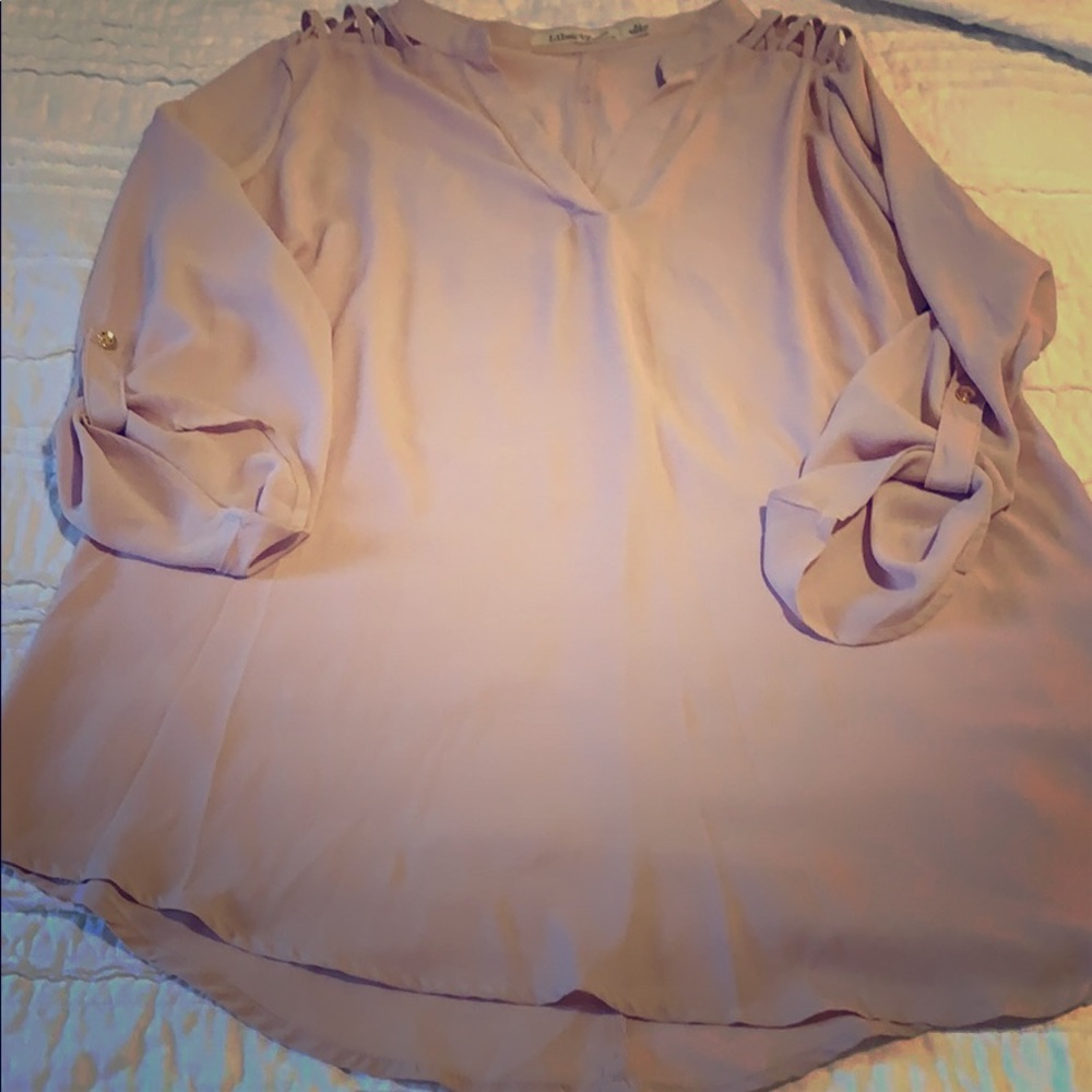 Light rose blouse with show off shoulders NWT